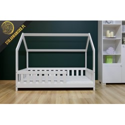 Łóżko domek białe z materacem 80cm x 160cm